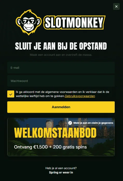 Slot Monkey Casino Registreren en Inloggen